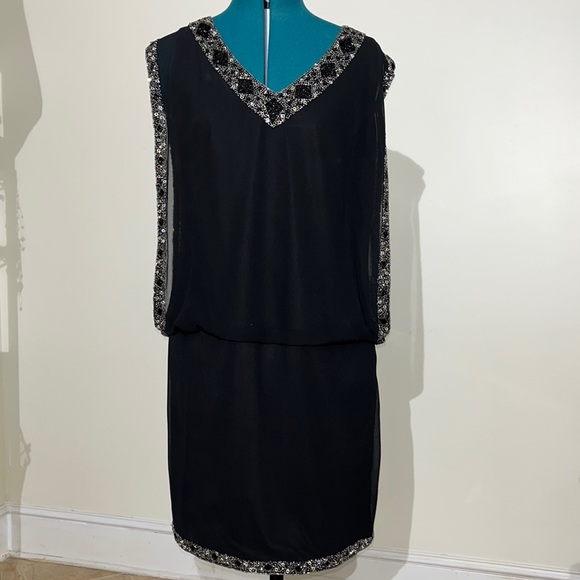 NWT: Jkara black dress with sequins and beading - Picture 3 of 12